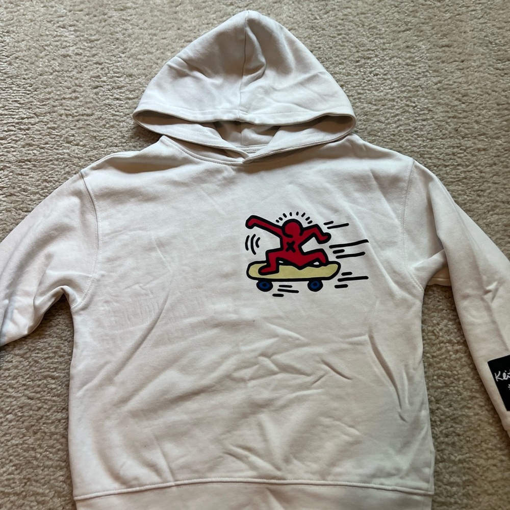 Zara Cream Hoodie with Graphic Design